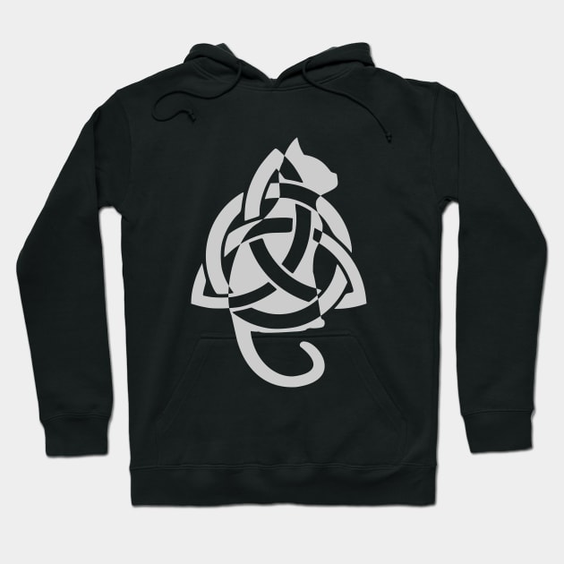 Celtic Triquetra Cat East Silhouette Hoodie by DepicSpirit